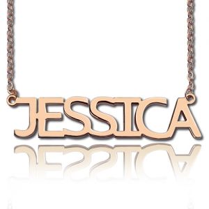 Solid Rose Gold Jessica Style Name Necklace