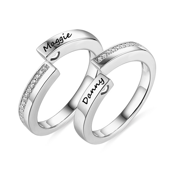 Engraved Combination Infinity Design Ring For Couples