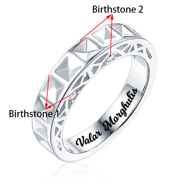 Personalized Arch Pattern With Birthstone Love Ring