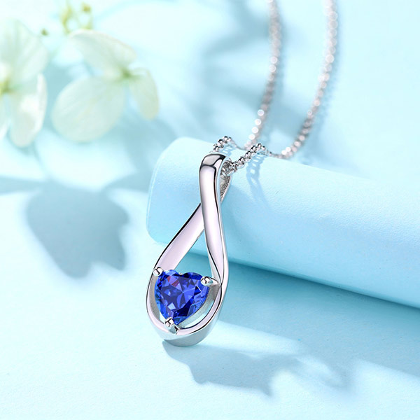 Mother's Day Gift Ideas Custom Mobius Sterling Silver Heart Birthstone Necklace