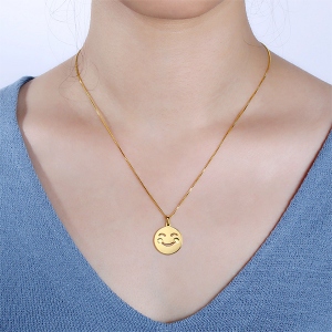 Emoji Scheibe Halskette  in Gold