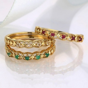 Gemstones Ring For Mom Sterling Silver Size Adjustable 6-9