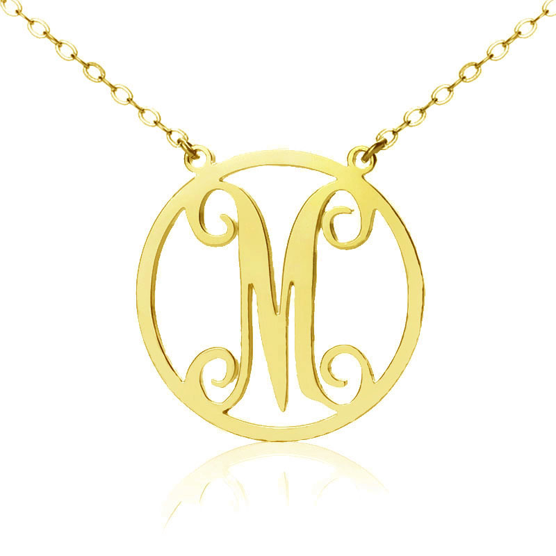 18K Gold Plated Single Monogram Letter Necklace