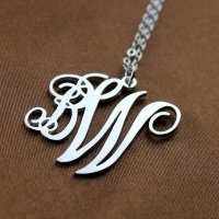 Silver two initials necklace