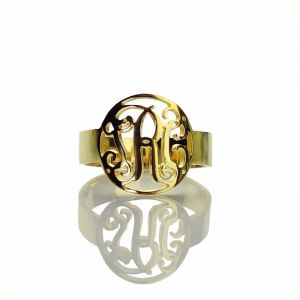 Anello Monogrammato Cerchio Placcato Oro Argento 925 -0.59 "