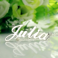 Solid White Gold Julia Style Name Necklace