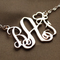 Personalized Initial Monogram Necklace Solid Rose Gold With Heart