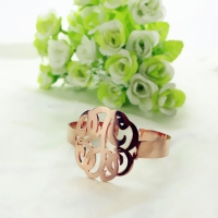 Hand Drawing Monogram Initial Bracelet 1.6 Inch Rose Gold Plated