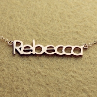 Solid Rose Gold Rebecca Style Name Necklace