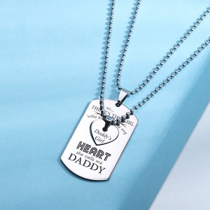 Funny Personalized Couples Dog Tag Necklace With Cut Out Heart