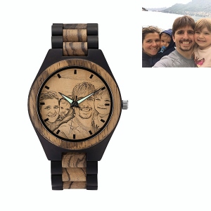 Personalized Photo Zebra Ebony Wooden Watch