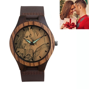 Personalized Zebra Ebony Wooden Photo Watch