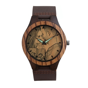 Personalized Zebra Ebony Wooden Photo Watch