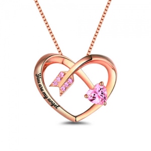 Custom Birthstones Arrow Heart Necklace In Rose Gold