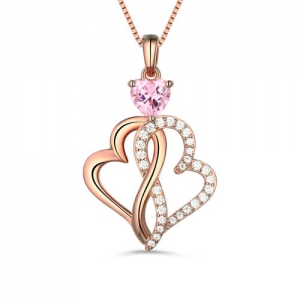 Personalized Twist Hearts Mother Necklace In Rose Gold