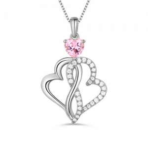 Custom Twist Hearts Necklace Sterling Silver