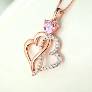 double heart necklace	