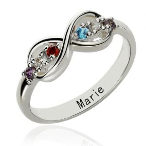 Elegant and Personalized Birthstone Infinity Name Ring For Her