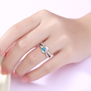 Customized in Love Double Birthstones Silver Promise Ring