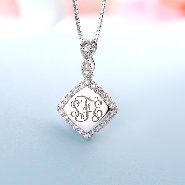 Custom Monogram Necklace With Cubic Zirconia