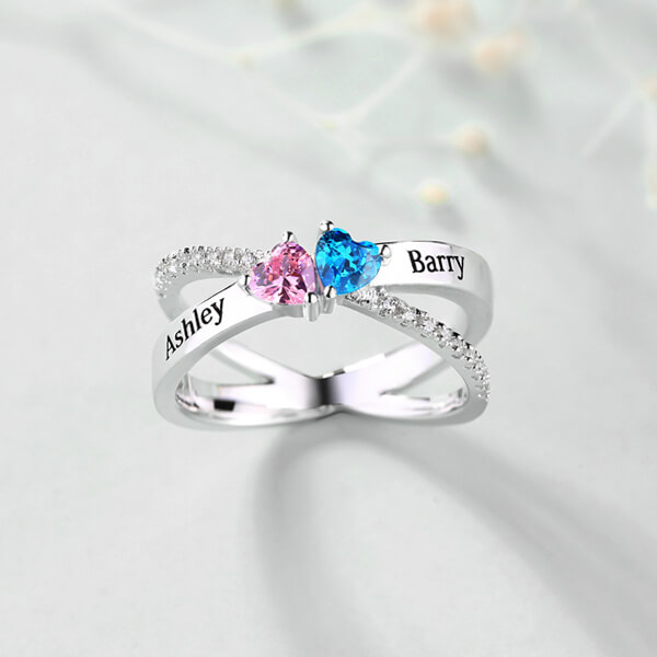 heart birthstone ring