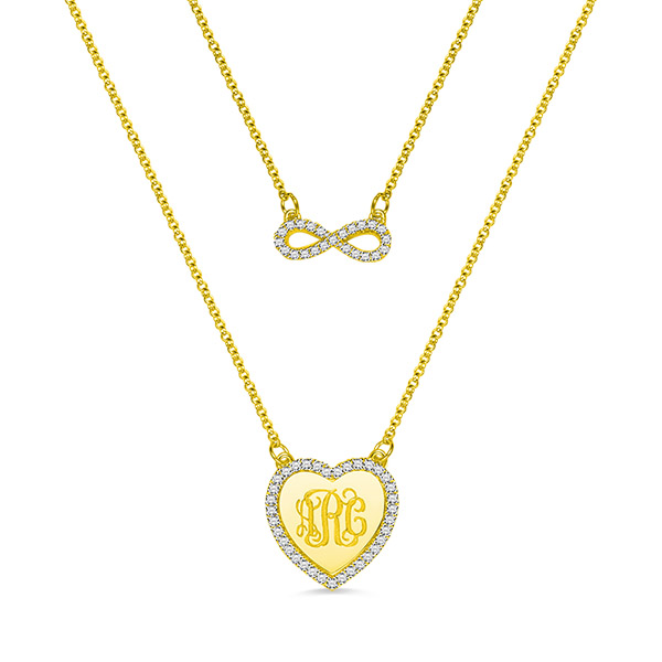 Custom Monogram Infinity Double-Layered Necklace In Gold