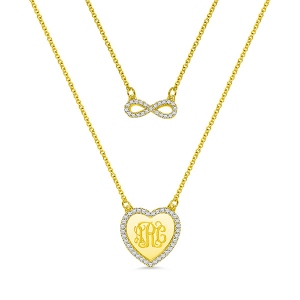 Everlasting Custom Monogram Infinity Double-Layered Necklace In Gold