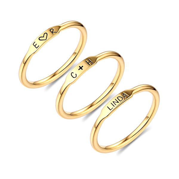 Anéis com barra que podem ser combinados e personalizados em prata de lei em ouro
