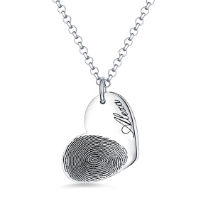 Bewitching Personalized Fingerprint Heart Necklace With Name