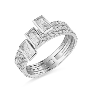 18k/14k/10k Rectangle Zirconia Stacking Solid White Gold Ring