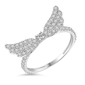 18k/14k/10k Solid White Gold Angel Wings Ring