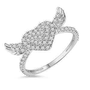 18k/14k/10k Angel Wings Heart Ring with Cubic Zircon