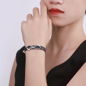 Personalized Stylish Name Infinity Leather Bracelet