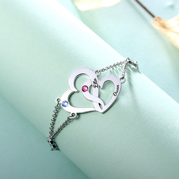 Mini Cube Interlocking Love Heart Bracelet