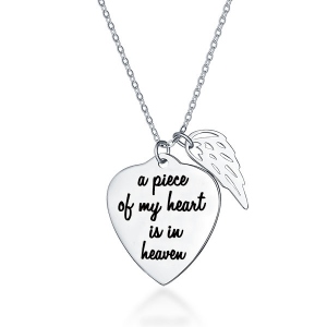 Personalized Heart Necklace with Wing