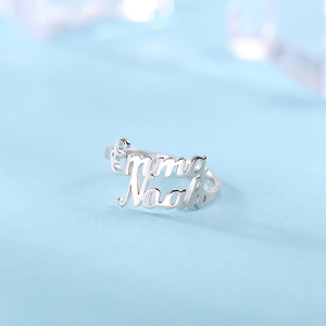 Incredible Sterling Silver Personalized Double Name Ring