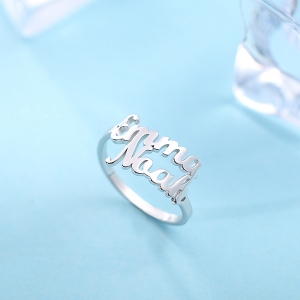 Personalized Double Name Ring Gift Sterling Silver