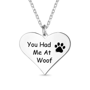 Herzkette mit Pfotenabdruck „You Had Me at Woof“