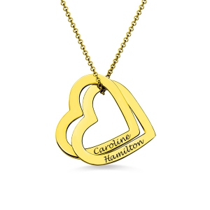 Interlocking Hearts Necklace with 18K Gold Plating
