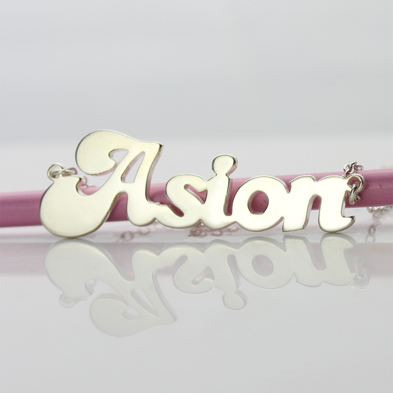 silver cute name necklace