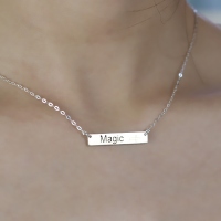 Custom Made Nameplate Bar Necklace with Icon Sterling Silver