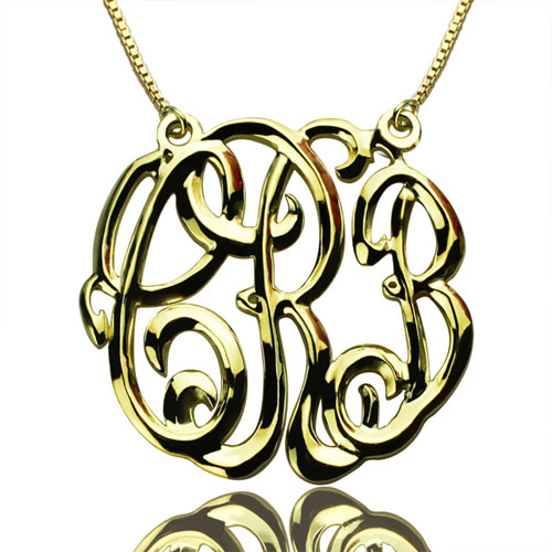 Colar de monograma Premium Celebrity Cube presente banhado a ouro 18K