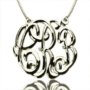 Sterling Silver Lovely Celebrity Cube Premium Monogram Necklace Gift