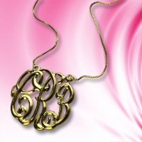 Celebrity Cube Premium Monogram Necklace Gift 18K Gold Plated