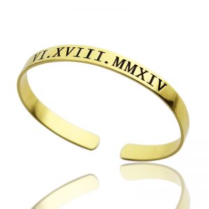 Personalized Roman Numeral Bracelet 18K Gold Plated