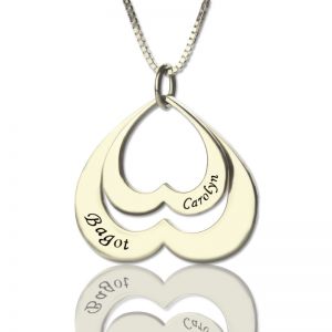 Sterling Silver Names For Her Fashionable Double Heart Pendant