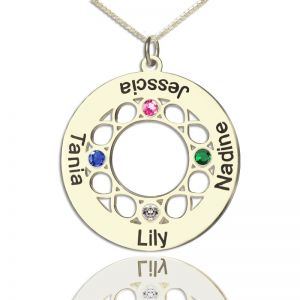 Sterling Silver Romantic Infinity Family Names Circle Necklace For Mom