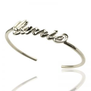 Sterling Silver Amazing Personalized Carrie Style 3D Name Bangle