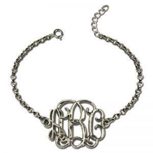 Unique Sterling Silver Celebrity 3D Monogram Initial Bracelet