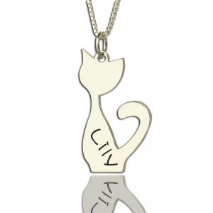 Collana con ciondolo nome gatto personalizzata in argento
